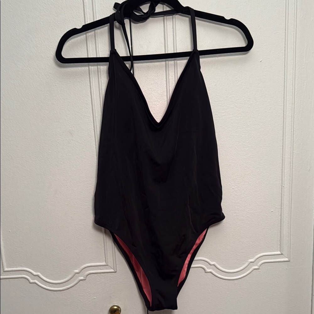 PINK Swim- Black One Piece Bathing Suit